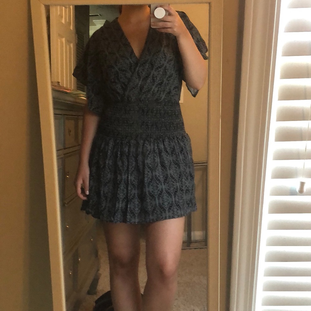 Black and White Smocked Dress - Picture 3 of 4